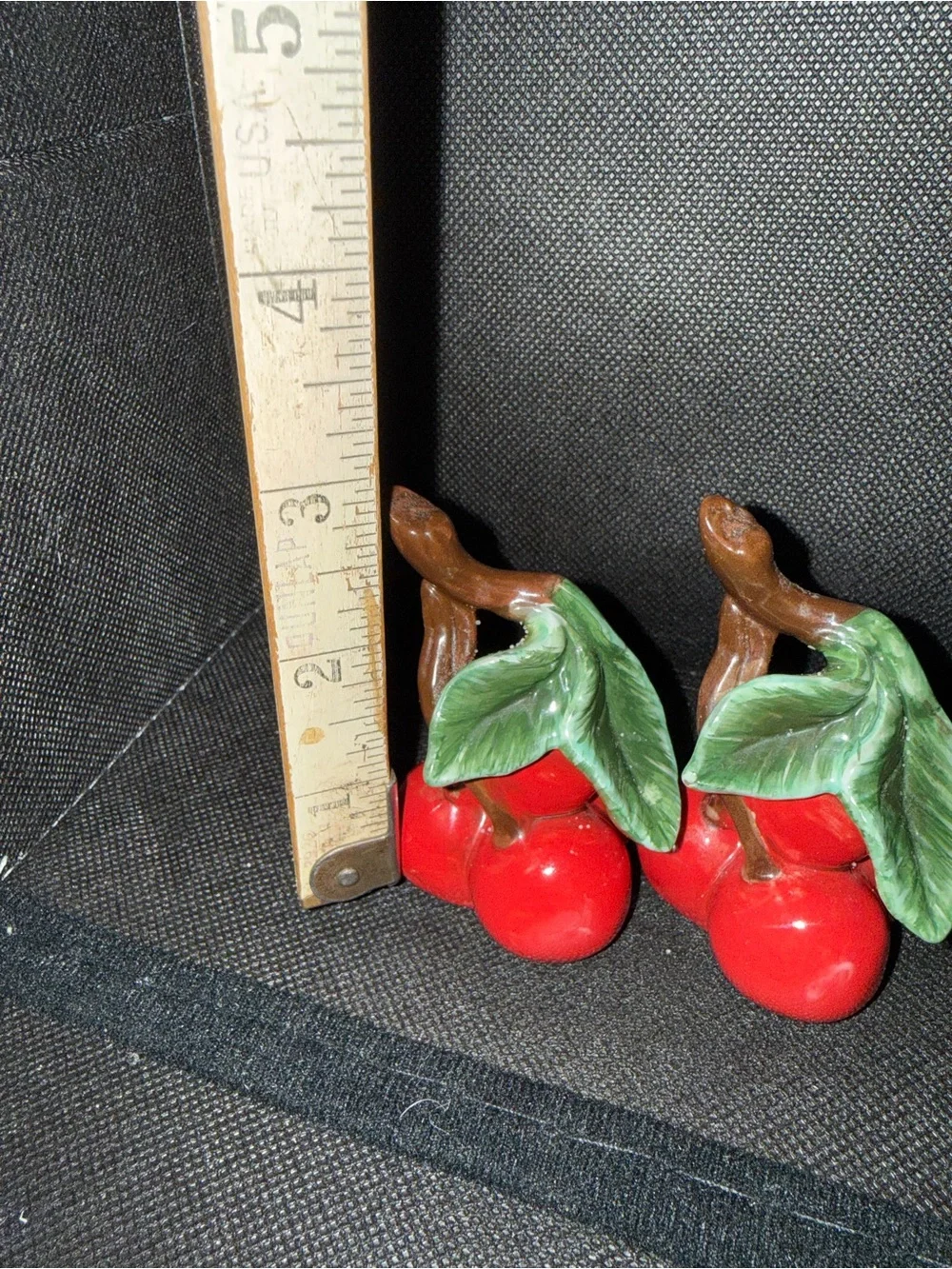 Ceramic Red Cherry Salt and Pepper Shaker Hand painted  Set #5
